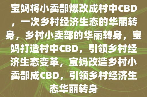 宝妈将小卖部爆改成村中CBD，一次乡村经济生态的华丽转身，乡村小卖部的华丽转身，宝妈打造村中CBD，引领乡村经济生态变革，宝妈改造乡村小卖部成CBD，引领乡村经济生态华丽转身