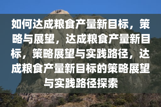 如何达成粮食产量新目标，策略与展望，达成粮食产量新目标，策略展望与实践路径，达成粮食产量新目标的策略展望与实践路径探索