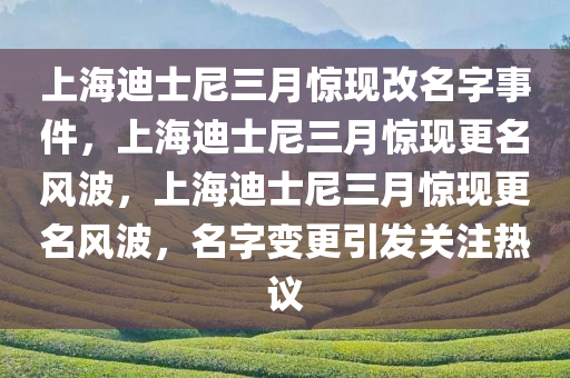 上海迪士尼三月竟然改名字