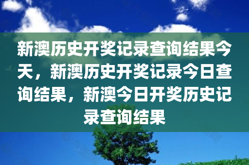 新澳历史开奖记录查询结果今天