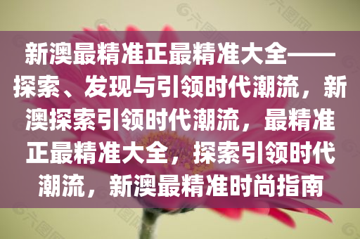 新澳最精准正最精准大全——探索、发现与引领时代潮流，新澳探索引领时代潮流，最精准正最精准大全，探索引领时代潮流，新澳最精准时尚指南