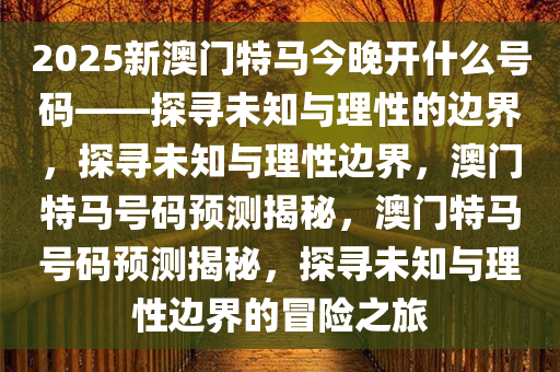 2025新澳门特马今晚开什么号码——探寻未知与理性的边界，探寻未知与理性边界，澳门特马号码预测揭秘，澳门特马号码预测揭秘，探寻未知与理性边界的冒险之旅