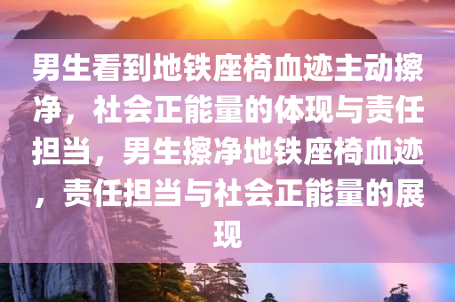 男生看到地铁座椅血迹主动擦净，社会正能量的体现与责任担当，男生擦净地铁座椅血迹，责任担当与社会正能量的展现