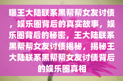 曝王大陆联系黑帮帮女友讨债，娱乐圈背后的真实故事，娱乐圈背后的秘密，王大陆联系黑帮帮女友讨债揭秘，揭秘王大陆联系黑帮帮女友讨债背后的娱乐圈真相