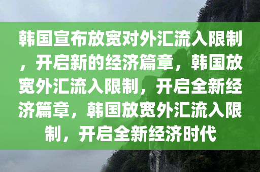 韩国宣布放宽对外汇流入限制，开启新的经济篇章，韩国放宽外汇流入限制，开启全新经济篇章，韩国放宽外汇流入限制，开启全新经济时代