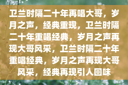 卫兰时隔二十年再唱大哥，岁月之声，经典重现，卫兰时隔二十年重唱经典，岁月之声再现大哥风采，卫兰时隔二十年重唱经典，岁月之声再现大哥风采，经典再现引人回味