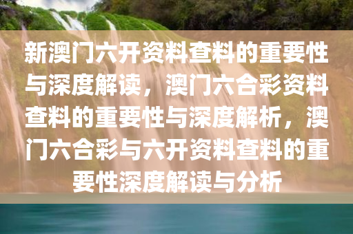 新澳门六开资料查料的重要性与深度解读，澳门六合彩资料查料的重要性与深度解析，澳门六合彩与六开资料查料的重要性深度解读与分析