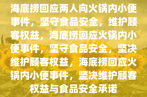 海底捞回应两人向火锅内小便事件，坚守食品安全，维护顾客权益，海底捞回应火锅内小便事件，坚守食品安全，坚决维护顾客权益，海底捞回应火锅内小便事件，坚决维护顾客权益与食品安全承诺