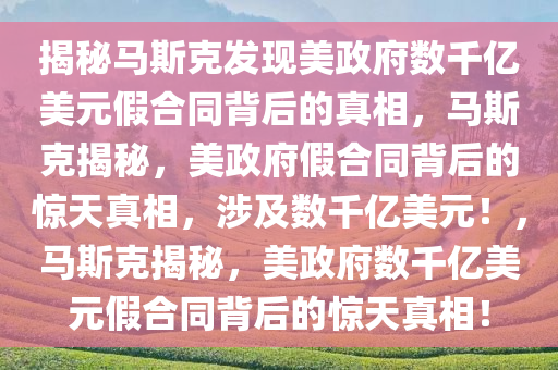 马斯克发现美政府数千亿美元假合同