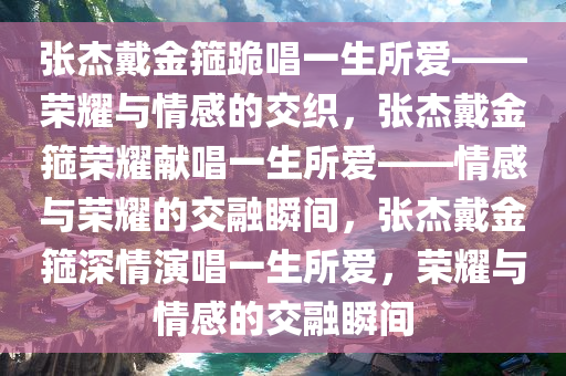 张杰戴金箍跪唱一生所爱——荣耀与情感的交织，张杰戴金箍荣耀献唱一生所爱——情感与荣耀的交融瞬间，张杰戴金箍深情演唱一生所爱，荣耀与情感的交融瞬间