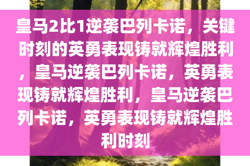 皇马2比1逆袭巴列卡诺，关键时刻的英勇表现铸就辉煌胜利，皇马逆袭巴列卡诺，英勇表现铸就辉煌胜利，皇马逆袭巴列卡诺，英勇表现铸就辉煌胜利时刻