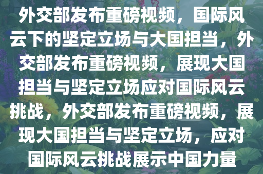 外交部发布重磅视频，国际风云下的坚定立场与大国担当，外交部发布重磅视频，展现大国担当与坚定立场应对国际风云挑战，外交部发布重磅视频，展现大国担当与坚定立场，应对国际风云挑战展示中国力量