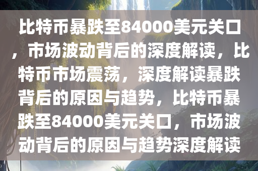 比特币暴跌至84000美元关口，市场波动背后的深度解读，比特币市场震荡，深度解读暴跌背后的原因与趋势，比特币暴跌至84000美元关口，市场波动背后的原因与趋势深度解读