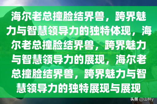 海尔老总撞脸结界兽，跨界魅力与智慧领导力的独特体现，海尔老总撞脸结界兽，跨界魅力与智慧领导力的展现，海尔老总撞脸结界兽，跨界魅力与智慧领导力的独特展现与展现