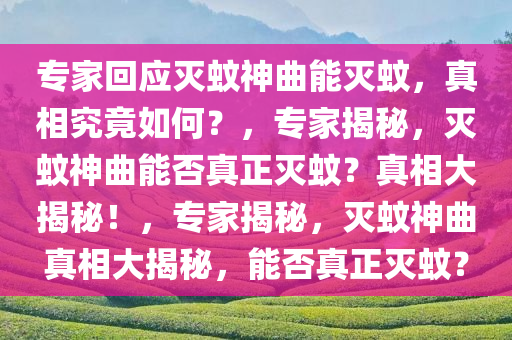 专家回应灭蚊神曲能灭蚊，真相究竟如何？，专家揭秘，灭蚊神曲能否真正灭蚊？真相大揭秘！，专家揭秘，灭蚊神曲真相大揭秘，能否真正灭蚊？