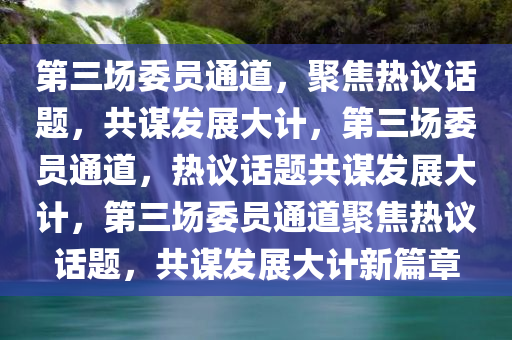 第三场委员通道，聚焦热议话题，共谋发展大计，第三场委员通道，热议话题共谋发展大计，第三场委员通道聚焦热议话题，共谋发展大计新篇章