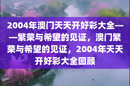 2004年澳门天天开好彩大全——繁荣与希望的见证，澳门繁荣与希望的见证，2004年天天开好彩大全回顾