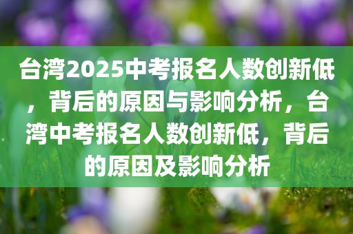 台湾2025中考报名人数创新低，背后的原因与影响分析，台湾中考报名人数创新低，背后的原因及影响分析