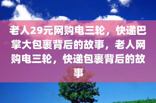 老人29元网购电三轮，快递巴掌大包裹背后的故事，老人网购电三轮，快递包裹背后的故事