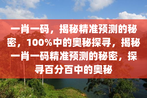 一肖一码，揭秘精准预测的秘密，100%中的奥秘探寻，揭秘一肖一码精准预测的秘密，探寻百分百中的奥秘