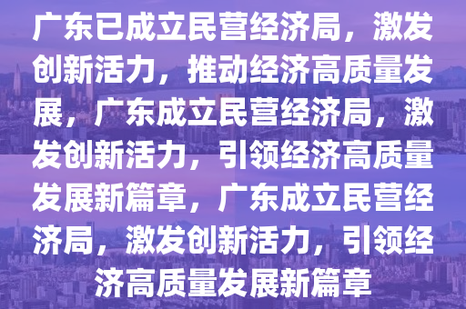 广东已成立民营经济局，激发创新活力，推动经济高质量发展，广东成立民营经济局，激发创新活力，引领经济高质量发展新篇章，广东成立民营经济局，激发创新活力，引领经济高质量发展新篇章