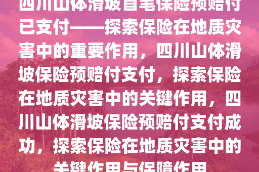 四川山体滑坡首笔保险预赔付已支付——探索保险在地质灾害中的重要作用，四川山体滑坡保险预赔付支付，探索保险在地质灾害中的关键作用，四川山体滑坡保险预赔付支付成功，探索保险在地质灾害中的关键作用与保障作用