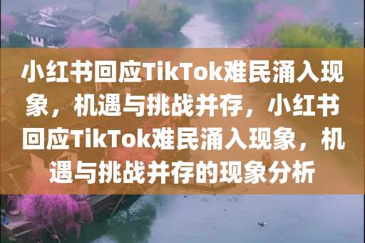 小红书回应TikTok难民涌入现象，机遇与挑战并存，小红书回应TikTok难民涌入现象，机遇与挑战并存的现象分析