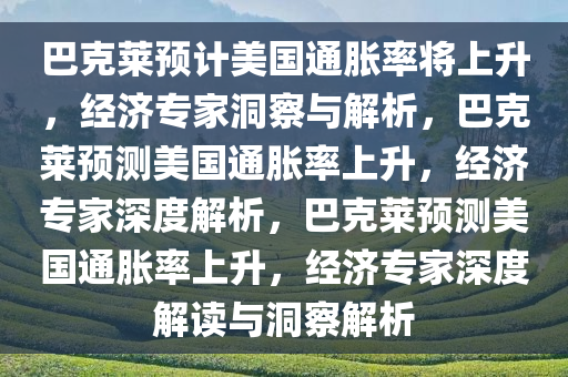 巴克莱预计美国通胀率将上升，经济专家洞察与解析，巴克莱预测美国通胀率上升，经济专家深度解析，巴克莱预测美国通胀率上升，经济专家深度解读与洞察解析