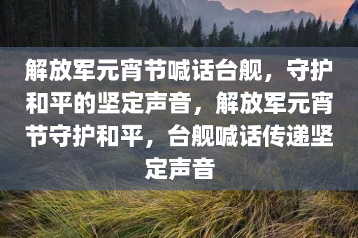 解放军元宵节喊话台舰，守护和平的坚定声音，解放军元宵节守护和平，台舰喊话传递坚定声音