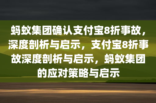 蚂蚁集团确认支付宝8折事故，深度剖析与启示，支付宝8折事故深度剖析与启示，蚂蚁集团的应对策略与启示