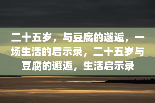 二十五岁，与豆腐的邂逅，一场生活的启示录，二十五岁与豆腐的邂逅，生活启示录