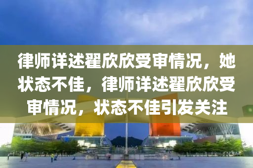 律师详述翟欣欣受审情况，她状态不佳，律师详述翟欣欣受审情况，状态不佳引发关注