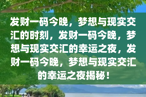 发财一码今晚，梦想与现实交汇的时刻，发财一码今晚，梦想与现实交汇的幸运之夜，发财一码今晚，梦想与现实交汇的幸运之夜揭秘！