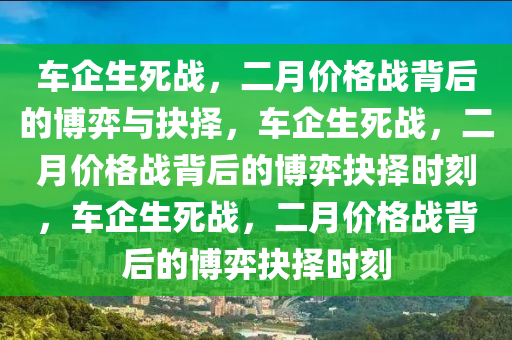 车企生死战，二月价格战背后的博弈与抉择，车企生死战，二月价格战背后的博弈抉择时刻，车企生死战，二月价格战背后的博弈抉择时刻