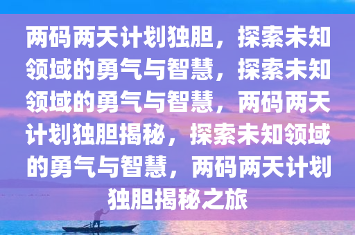 两码两天计划独胆，探索未知领域的勇气与智慧，探索未知领域的勇气与智慧，两码两天计划独胆揭秘，探索未知领域的勇气与智慧，两码两天计划独胆揭秘之旅