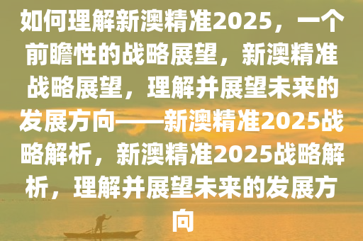 如何理解新澳精准2025，一个前瞻性的战略展望，新澳精准战略展望，理解并展望未来的发展方向——新澳精准2025战略解析，新澳精准2025战略解析，理解并展望未来的发展方向