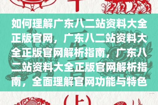 如何理解广东八二站资料大全正版官网，广东八二站资料大全正版官网解析指南，广东八二站资料大全正版官网解析指南，全面理解官网功能与特色