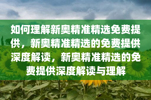 如何理解新奥精准精选免费提供，新奥精准精选的免费提供深度解读，新奥精准精选的免费提供深度解读与理解