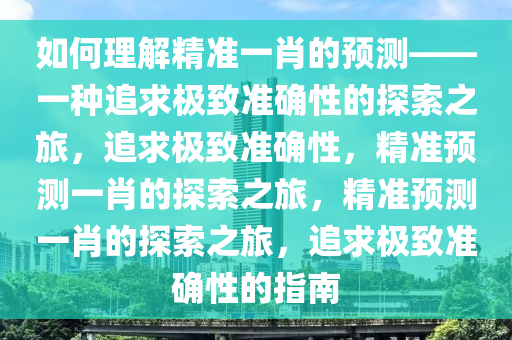 如何理解精准一肖的预测——一种追求极致准确性的探索之旅，追求极致准确性，精准预测一肖的探索之旅，精准预测一肖的探索之旅，追求极致准确性的指南