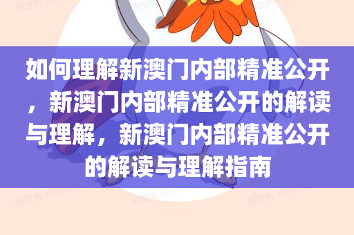 如何理解:新澳门内部精准公开