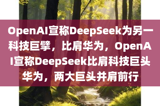 OpenAI称DeepSeek是另一个华为