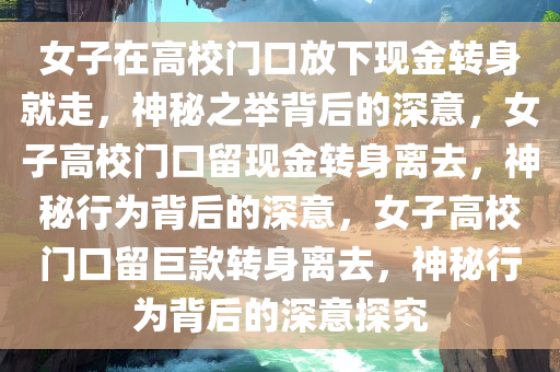 女子在高校门口放下现金转身就走，神秘之举背后的深意，女子高校门口留现金转身离去，神秘行为背后的深意，女子高校门口留巨款转身离去，神秘行为背后的深意探究