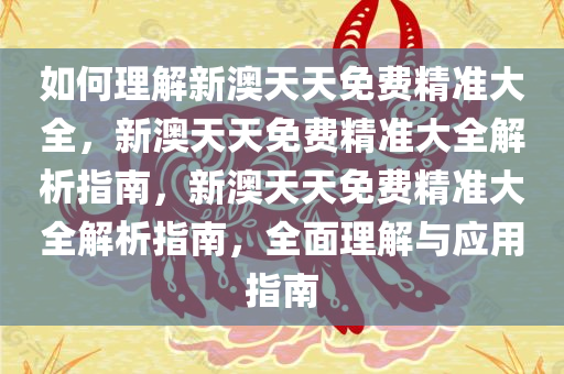 如何理解新澳天天免费精准大全，新澳天天免费精准大全解析指南，新澳天天免费精准大全解析指南，全面理解与应用指南