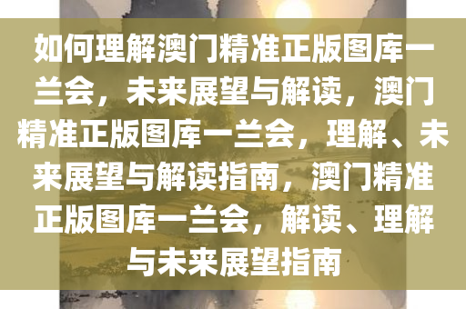 如何理解澳门精准正版图库一兰会，未来展望与解读，澳门精准正版图库一兰会，理解、未来展望与解读指南，澳门精准正版图库一兰会，解读、理解与未来展望指南