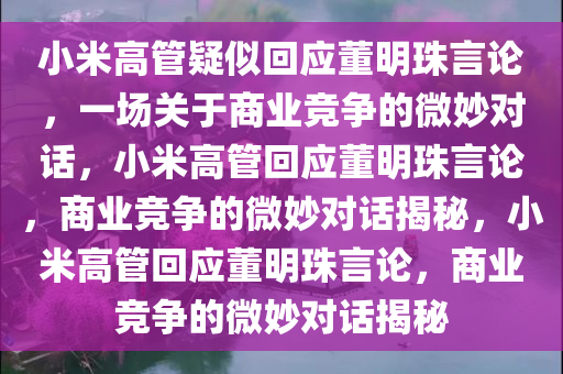 小米高管疑似回应董明珠言论，一场关于商业竞争的微妙对话，小米高管回应董明珠言论，商业竞争的微妙对话揭秘，小米高管回应董明珠言论，商业竞争的微妙对话揭秘