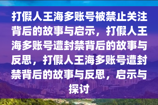 打假人王海多账号被禁止关注