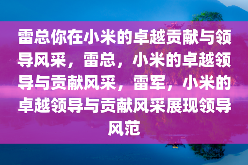 雷总你在小米是做什么的