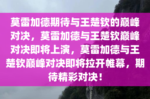 莫雷加德期待与王楚钦的巅峰对决，莫雷加德与王楚钦巅峰对决即将上演，莫雷加德与王楚钦巅峰对决即将拉开帷幕，期待精彩对决！