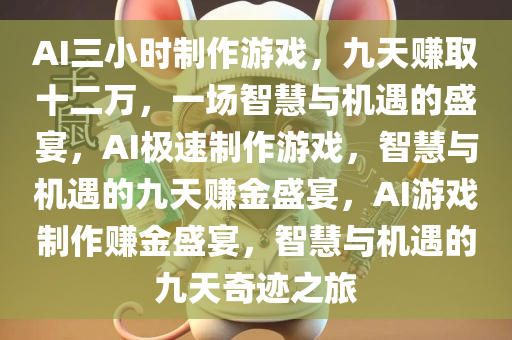 AI三小时制作游戏，九天赚取十二万，一场智慧与机遇的盛宴，AI极速制作游戏，智慧与机遇的九天赚金盛宴，AI游戏制作赚金盛宴，智慧与机遇的九天奇迹之旅