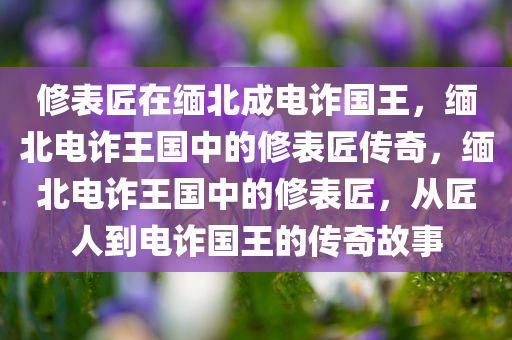 修表匠在缅北成电诈国王，缅北电诈王国中的修表匠传奇，缅北电诈王国中的修表匠，从匠人到电诈国王的传奇故事